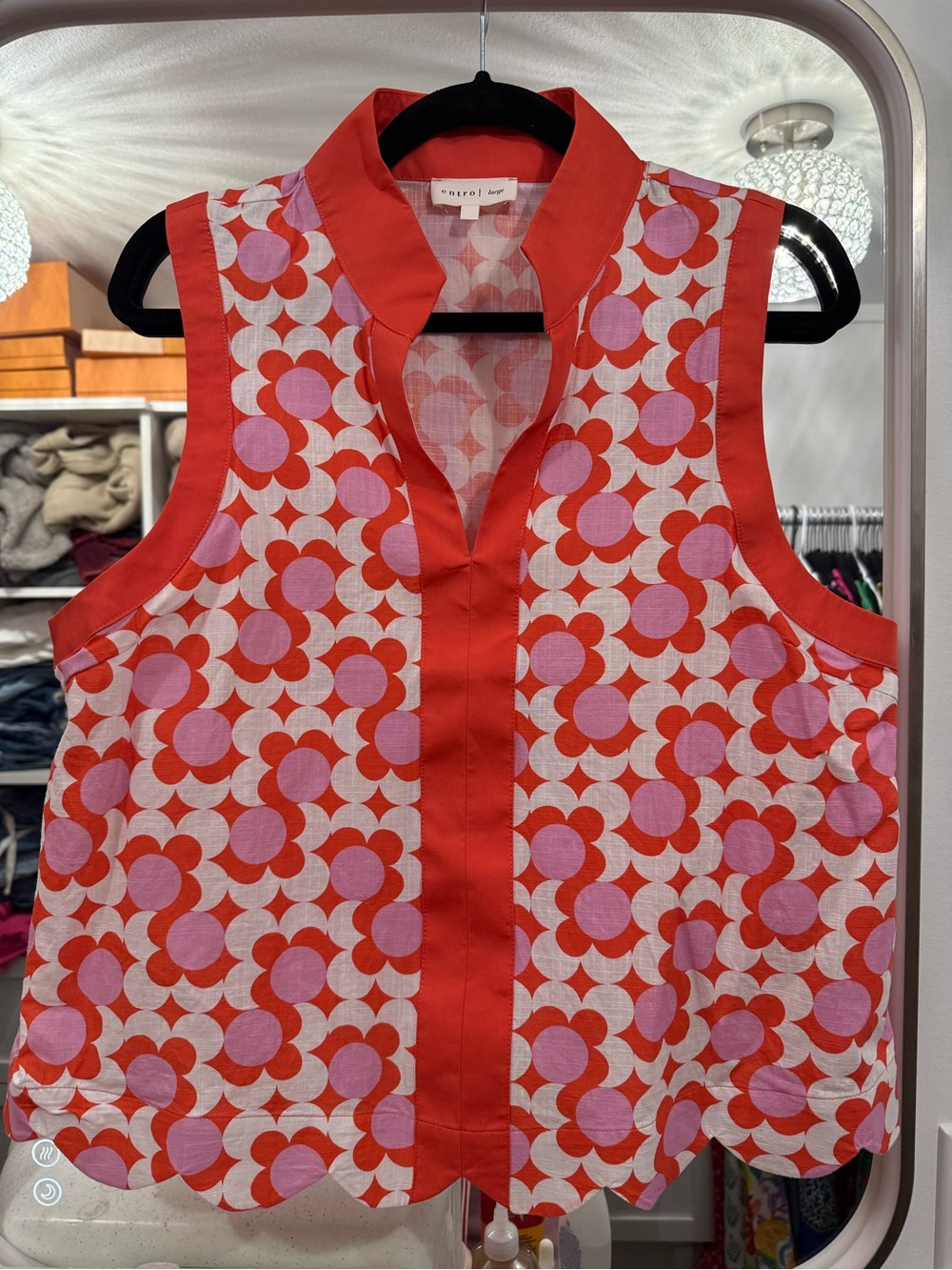 Entro Red and Pink Floral Retro Sleeveless Top